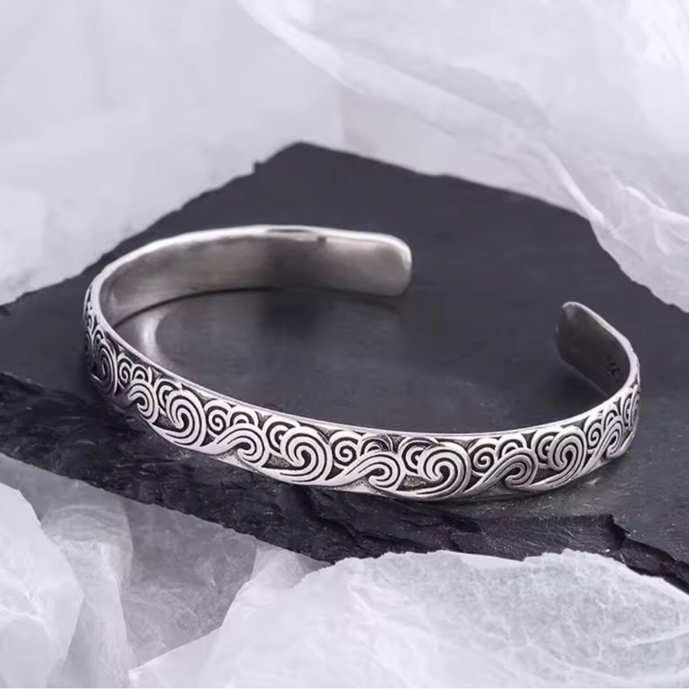 Sterling Silver Swirl Cuff Bracelet - Silver